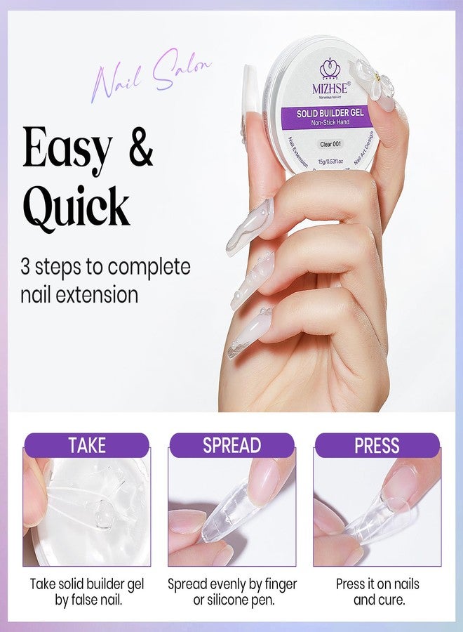 MIZHSE Solid Builder Gel for Nails, Non-Sticky Clear and White 3D Nail Art, Sculpting Building Hard Gel with Dual Form Silicone Pen for Carving Patterns Decoration Nail Art Manicure Home DIY - Image 4